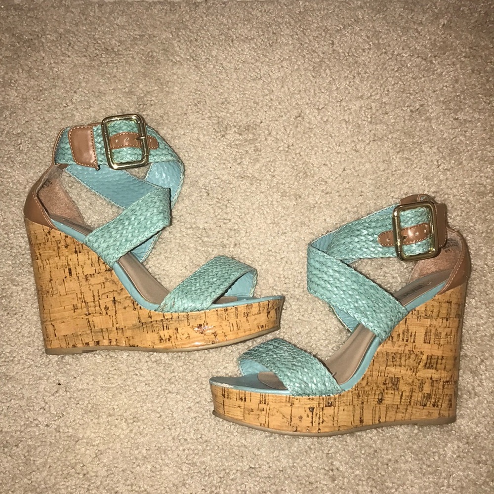 Steve Madden turquoise wedges